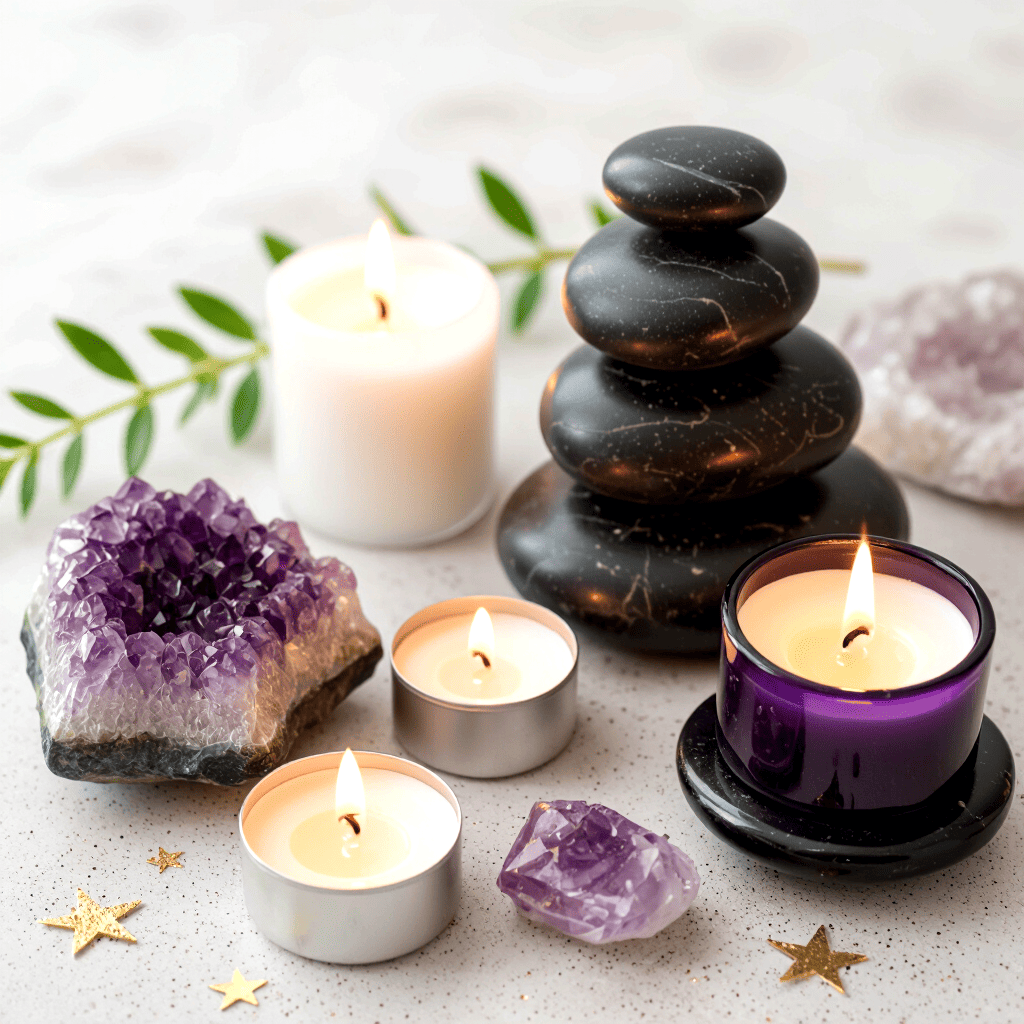 Cristaux et bougies pour méditation et équilibre énergétique(1) Cristaux et bougies pour méditation et équilibre énergétique