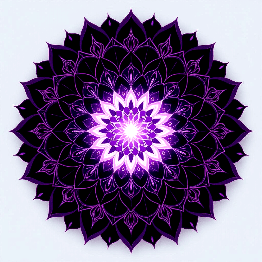 Mandala lumineux violet et rose représentant l’éveil spirituel(2) Mandala lumineux violet et rose représentant l’éveil spirituel
